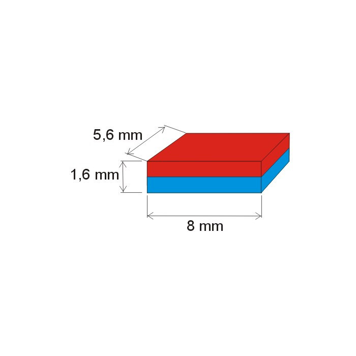Neodymový magnet kvádr 8x5,6x1,6 P 180 °C, VMM5UH-N35UH
