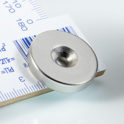 Neodymový magnet válec s dírou pro šroub se zápustnou hlavou pr.25 x 5 N 80 °C, VMM4-N35