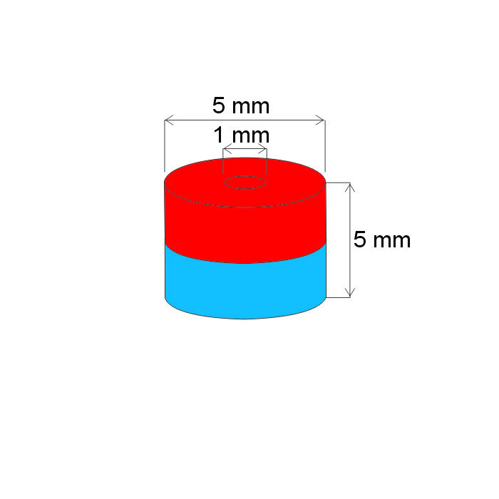 Neodymový magnet mezikruží pr.5x pr.1x5 Z 80 °C, VMM4-N30