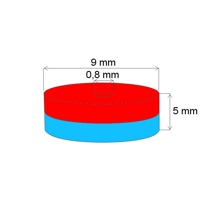 Neodymový magnet mezikruží pr.9x pr.0,8x5 N 80 °C, VMM10-N50