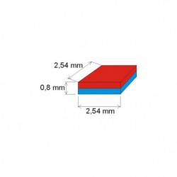 Neodymový magnet kvádr 2,54x2,54x0,8 E 150 °C, VMM6SH-N40SH