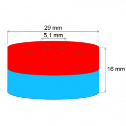 Neodymový magnet mezikruží pr.29x pr.5,1x16 N 120 °C, VMM4H-N35H