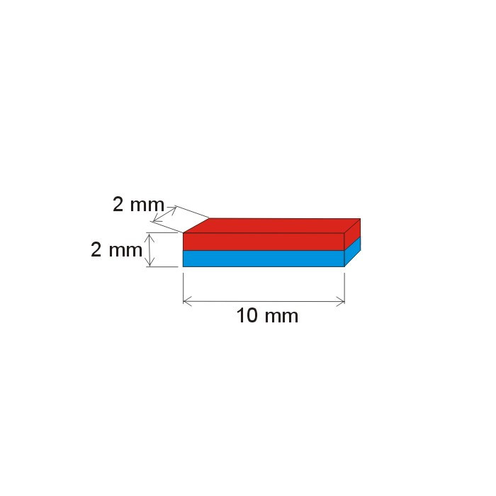 Neodymový magnet kvádr 10x2x2 N 80 °C, VMM4-N30