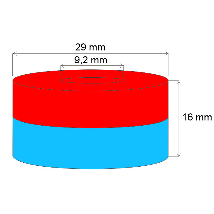 Neodymový magnet mezikruží pr.29x pr.9,2x16 N 80 °C, VMM5