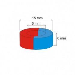 Neodymový magnet mezikruží pr.15x pr.6x6 N 80 °C, VMM10-N50