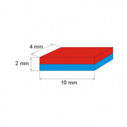 Neodymový magnet kvádr 10x4x2 Au 80 °C, VMM10-N50
