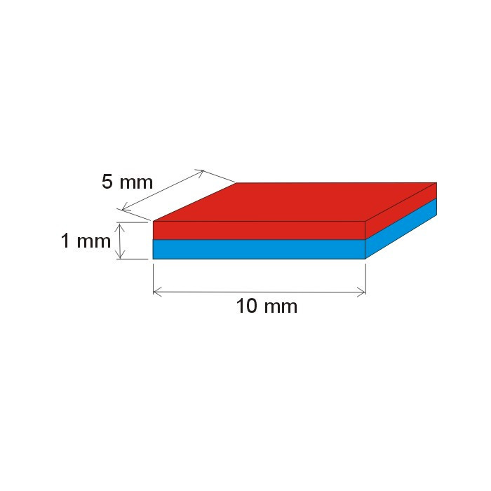 Neodymový magnet kvádr 10x5x1 Au 80 °C, VMM10-N50