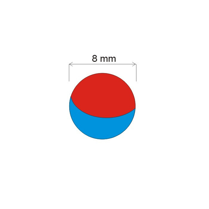 Neodymový magnet koule pr. 8 N 80 °C, VMM5-N38