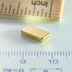 Neodymový magnet kvádr 10x5x2 Au 80 °C, VMM10-N50