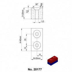 Neodymový magnet kvádr 40x20x20xR98,5 N 80 °C, VMM10-N50