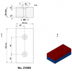 Neodymový magnet kvádr 100x50x30 N 80 °C, VMM10