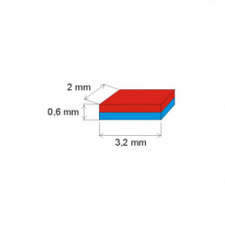 Neodymový magnet kvádr 3,2x2x0,6 N 150 °C, VMM8SH-N45SH