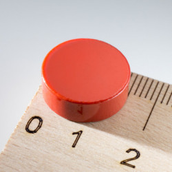 Silnější barevný magnet kulatý pr.15x5 červený