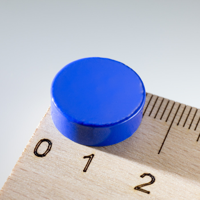 Silnější barevný magnet kulatý pr.15x5 modrý