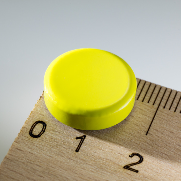 Barevný magnet kulatý pr.16x5 žlutý