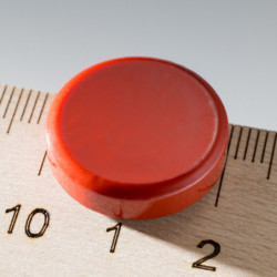 Silnější barevný magnet kulatý pr.20x5 červený