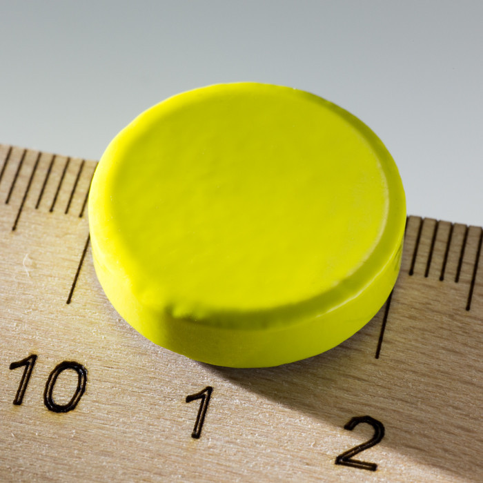 Silnější barevný magnet kulatý pr.20x5 žlutý