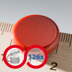 Barevný magnet kulatý pr.20x5 červený – VELKOOBCHODNÍ BALENÍ – SADA 126 ks