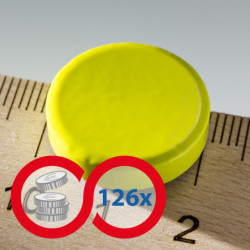Barevný magnet kulatý pr.20x5 žlutý– VELKOOBCHODNÍ BALENÍ – SADA 126 ks