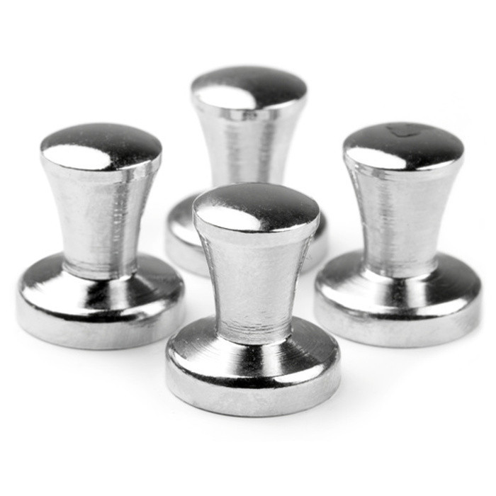 Magnety v kovovém pouzdře stříbrné - mini - sada 4 ks