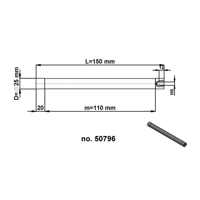 Magnetická tyč - NdFeB pr.25, l_150 mm