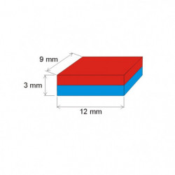 Neodymový magnet kvádr 12x9x3 P 180 °C, VMM5UH-N35UH