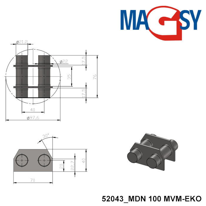 Magnet do násypky vstřikolisu MDN 100 MVM-EKO