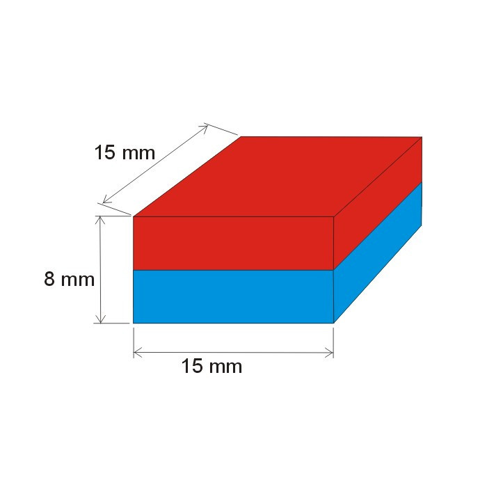 Neodymový magnet kvádr 15x15x8 N 80 °C, VMM7-N42