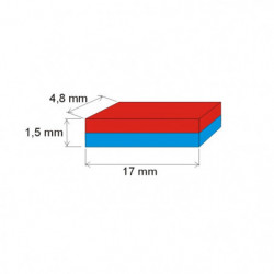 Neodymový magnet kvádr 17x4,8x1,5 P 180 °C, VMM5UH-N35UH