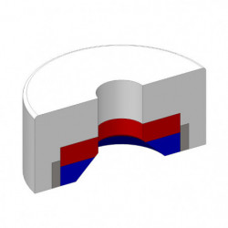 Magnetická čočka pr. 20, výška 6 mm, vnitřní díra pro šroub se zápustnou hlavou pr. 4,1 mm