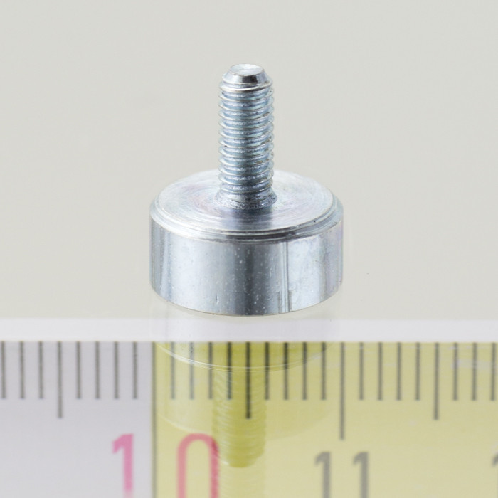 Magnetická čočka se stopkou pr. 10 x výška 4,5 mm s vnějším závitem M3, délka závitu 7 mm