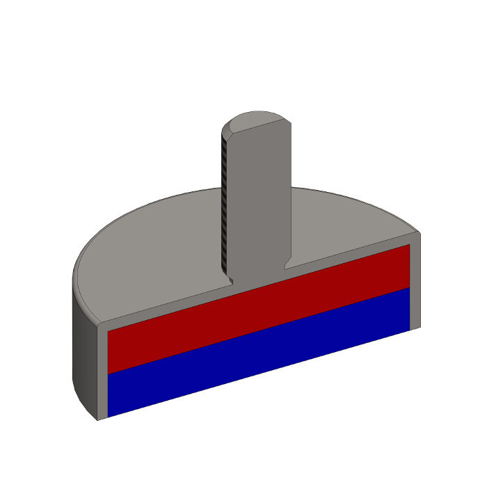 Magnetická čočka se stopkou pr. 20 x výška 6 mm s vnějším závitem M3, délka závitu 7 mm -  VELKOOBCHODNÍ BALENÍ – SADA 65 ks