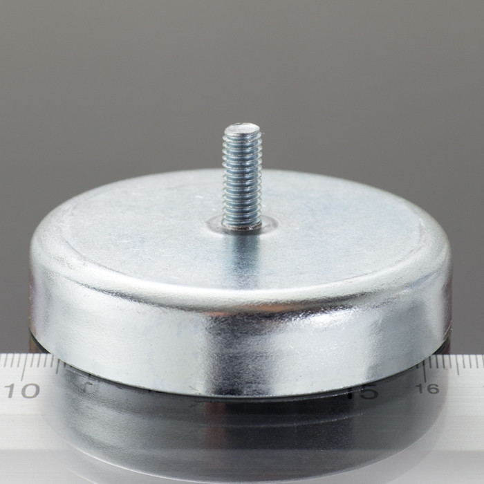 Magnetická čočka se stopkou pr. 63 x výška 14 mm s vnějším závitem M6, délka závitu 15 mm