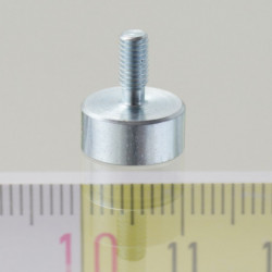 Magnetická čočka se stopkou pr. 10 x výška 4,5 mm s vnějším závitem M3, délka závitu 7 mm