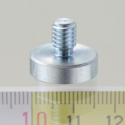 Magnetická čočka se stopkou pr. 16 x výška 4,5 mm s vnějším závitem M6, délka závitu 10 mm