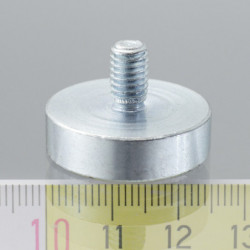 Magnetická čočka se stopkou pr. 25 x výška 7 mm s vnějším závitem M6, délka závitu 10 mm