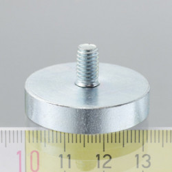 Magnetická čočka se stopkou pr. 32 x výška 7 mm s vnějším závitem M6, délka závitu 10 mm