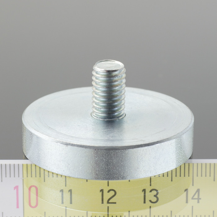 Magnetická čočka se stopkou pr. 40 x výška 8 mm s vnějším závitem M8, délka závitu 12 mm