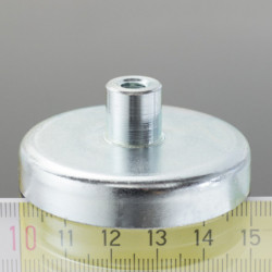 Magnetická čočka se stopkou pr. 50 x výška 10 mm s vnitřním závitem M6, délka závitu 12 mm
