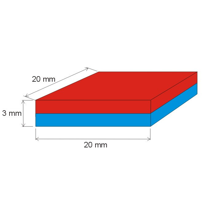 Neodymový magnet kvádr 20x20x3 N 80 °C, VMM8-N45