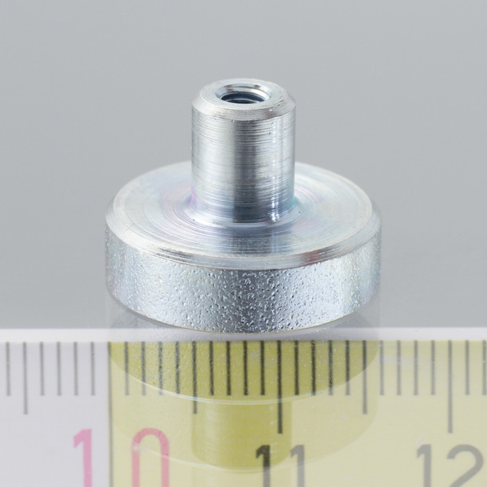 Magnetická čočka se stopkou pr. 16 x výška 4,5 mm s vnitřním závitem M4, délka závitu 7 mm, SmCo magnet