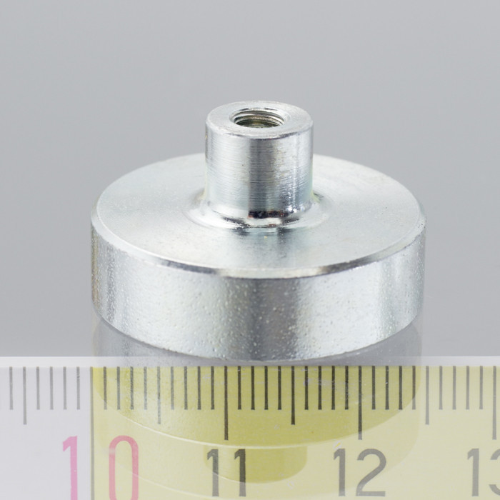 Magnetická čočka se stopkou pr. 25 x výška 7 mm s vnitřním závitem M4, délka závitu 7 mm, SmCo magnet