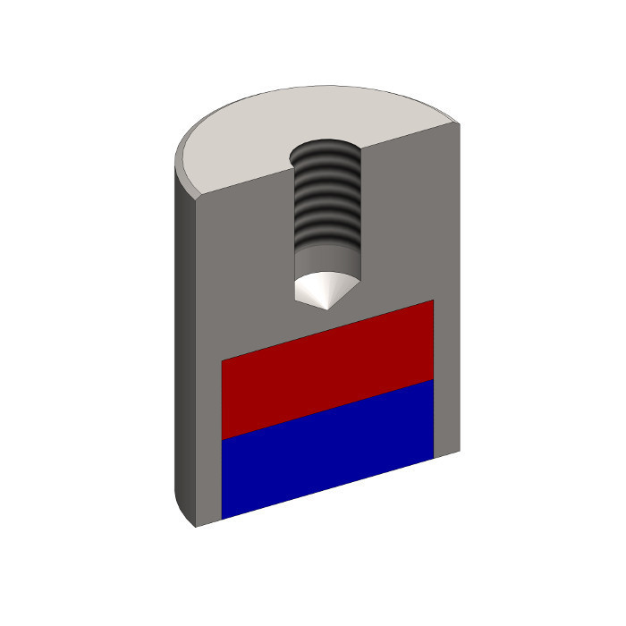 Magnetická čočka válcová pr. 8 x výška 20 mm s vnitřním závitem M3. délka závitu 5 mm