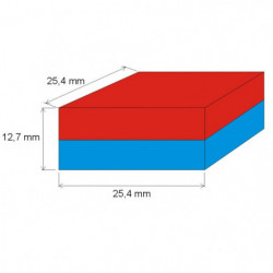 Neodymový magnet kvádr 25,4x25,4x12,7 N 80 °C, VMM6-N40