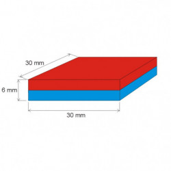 Neodymový magnet kvádr 30x30x6 N 80 °C, VMM10-N50