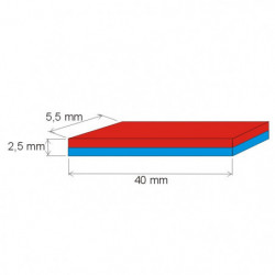 Neodymový magnet kvádr 40x5,5x2,5 P 150 °C, VMM8SH-N45SH