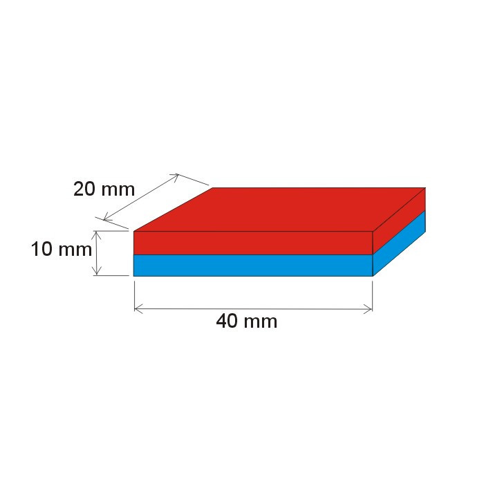 Neodymový magnet kvádr 40x20x10 N 80 °C, VMM10-N50