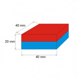 Neodymový magnet kvádr 40x40x20 N 80 °C, VMM7-N42
