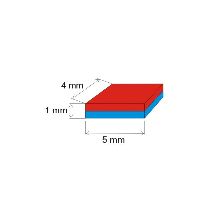 Neodymový magnet kvádr 5x4x1 Au 80 °C, VMM10-N50