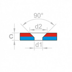 Neodymový magnet kvádr s dírou pro šroub se zápustnou hlavou 20 x 20 x 4 N 80 °C, VMM4-N35